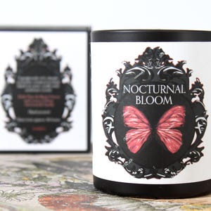 Nocturnal Bloom Ritual Black Wax Crystal Candle with Amethyst Heavily Scented Manifestation Witch Gift Exceptional Quality