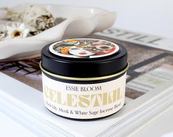Loose Incense Hand-Blended White Sage, Black Lily & Musk for Energy Cleansing, Purification, Protection and Spiritual Enlightenment