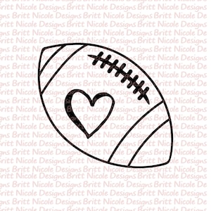 Football with heart for number option, PNG file