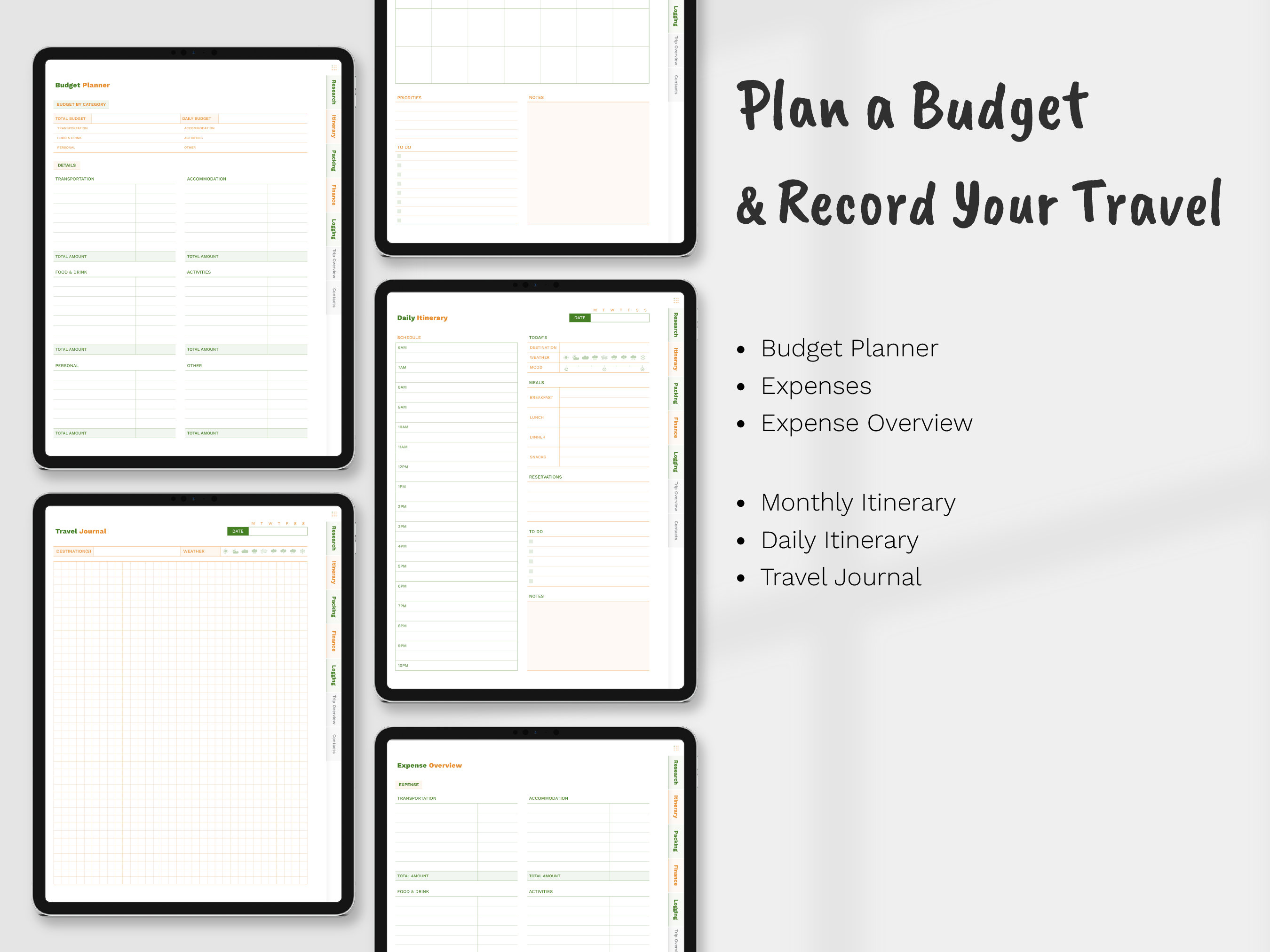 Digital Travel Planner Travel Journal Ipad Budget Planner Etsy
