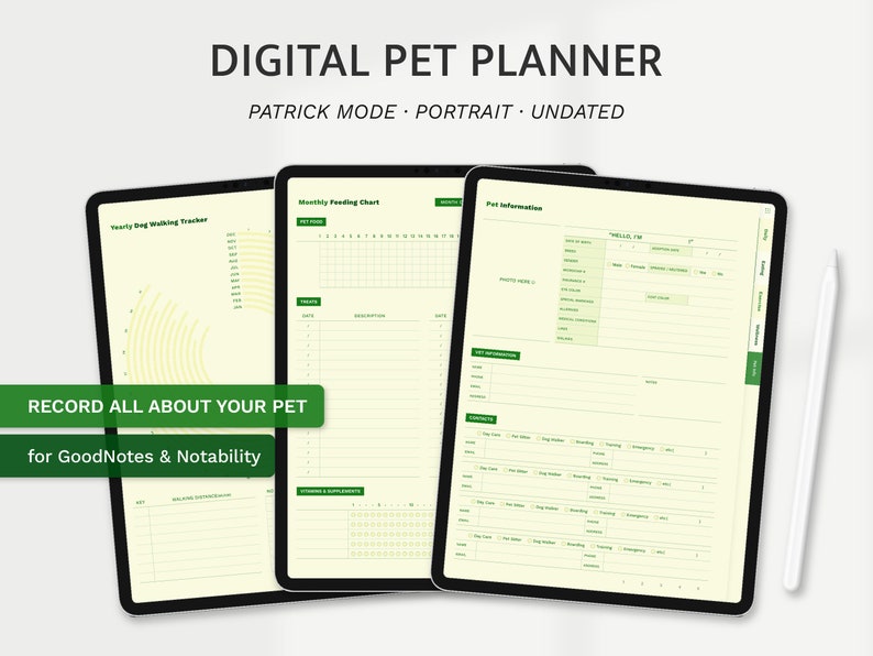 Digital Pet Planner Pet Care Journal Pet Organizer Dog Etsy