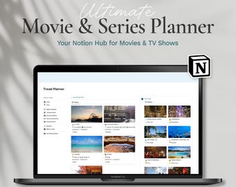 Notion-mall Filmplanerare, Notion-instrumentpanel, digital TV-programdagbok, filmspårare, filmkväll, nedladdningsbart Notion-tema