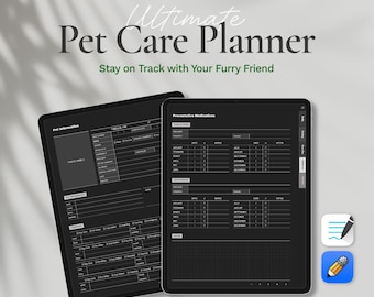 Digital Pet Planner, Dog Planner Goodnotes Template, iPad Pet Organizer, Dog Training Downloadable Planner, Pet Care Planner for Notability