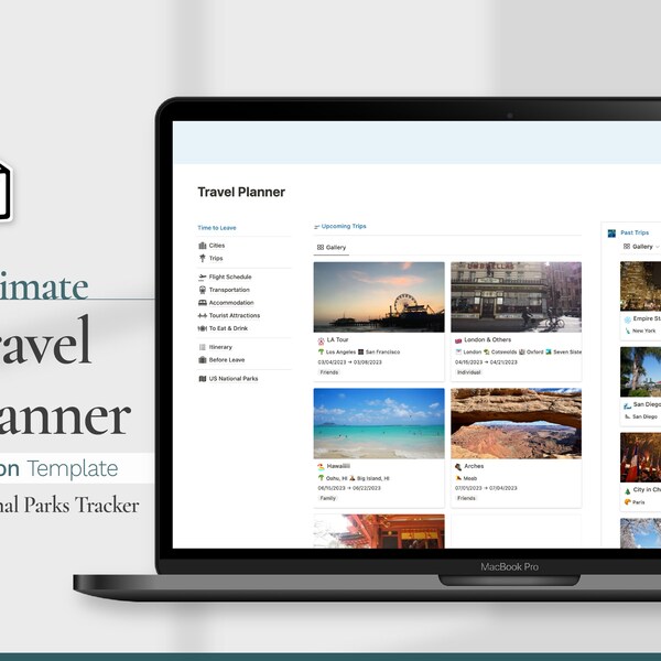 Notion Template Travel Planner, National Parks Tracker, Notion Dashboard, Digital Trip Planner, ADHD Planner, Downloadable Notion Theme