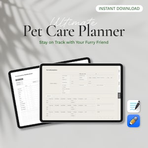 Digital Pet Planner, Dog Planner Goodnotes Template, iPad Pet Organizer, Dog Training Downloadable Planner, Pet Care Planner for Notability
