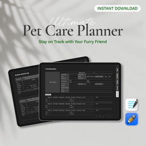 Digital Pet Planner, Dog Planner Goodnotes Template, iPad Pet Organizer, Dog Training Downloadable Planner, Pet Care Planner for Notability