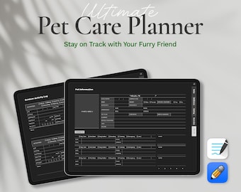 Digital Pet Planner, Dog Planner Goodnotes Template, iPad Pet Organizer, Dog Training Downloadable Planner, Pet Care Planner for Notability