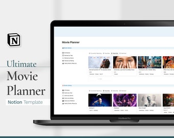 Notion Template Movie Planner, Notion Dashboard, Digital TV Show Journal, Movie Tracker, Movie Night, Downloadable Notion Theme