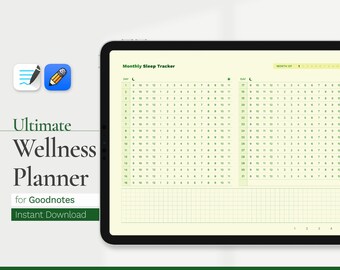 Digital Wellness Planner, iPad Fitness Journal, Habit&Mood Tracker, Meal Tracker, Self Care Tracker, Workout Planner for Goodnotes Template