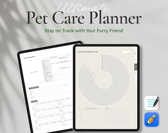 Digital Pet Planner, Dog Planner Goodnotes Template, iPad Pet Organizer, Dog Training Downloadable Planner, Pet Care Planner for Notability