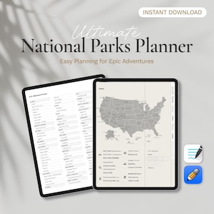 Digital Planner for National Parks Trip – Goodnotes Template, Family Travel Planner, iPad Vacation Journal, Hyperlinked PDF Itinerary