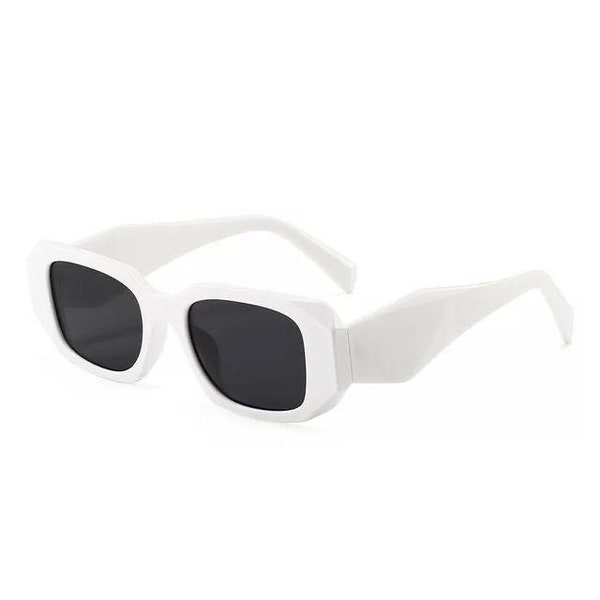 Duper Rectangle White Designer Dupes - Sunglasses