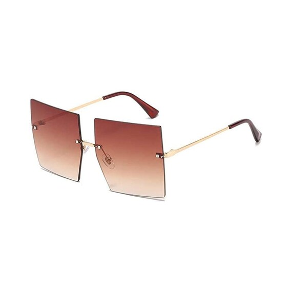 Oversized Rimless Square Sunglasses