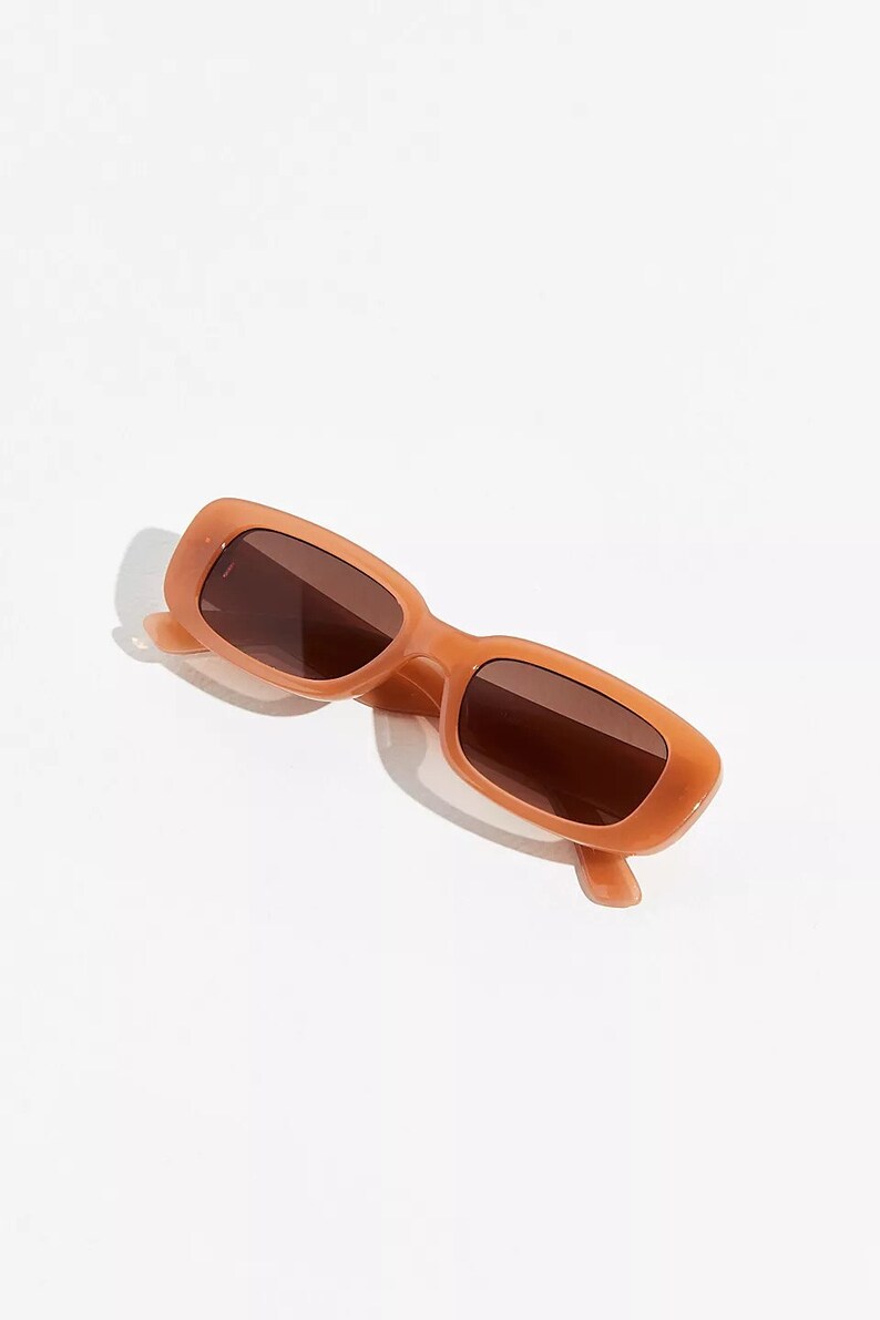 DUPER Rectangle Sunglasses in Orange Jelly Brown Tinted Etsy