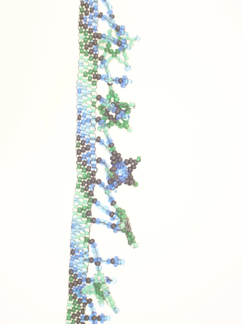Multicoloured star beaded tassel anklet in black & blue image 2