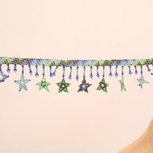 Multicoloured star beaded tassel anklet in black & blue image 3