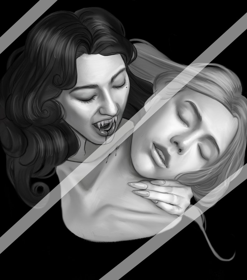 Gothic Lesbian Vampire Art Digital Print Ladies Lady Girls Etsy