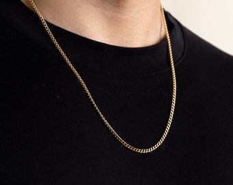 Gold Vermeil Chain | 3mm Curb Chain | Stainless Steel Chain | 18k Gold Vermeil | Gold Curb Chain | Necklace Chain | Mens Necklace