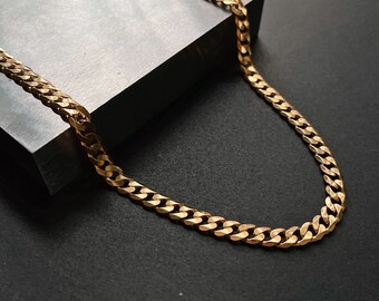 18K Gold Vermeil Curb Chain 5.5 Mm Gold Plated Curb Chain Thich Curb Link Chain Gold Men s Jewelry Gold Curb Necklace 925 Silver Etsy