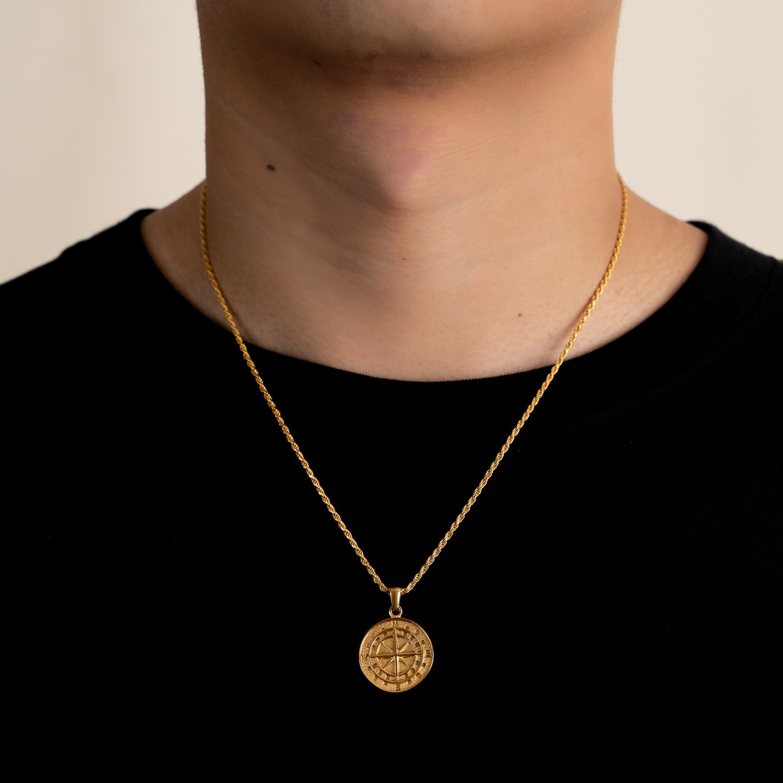 Gold coin necklace mens clearance