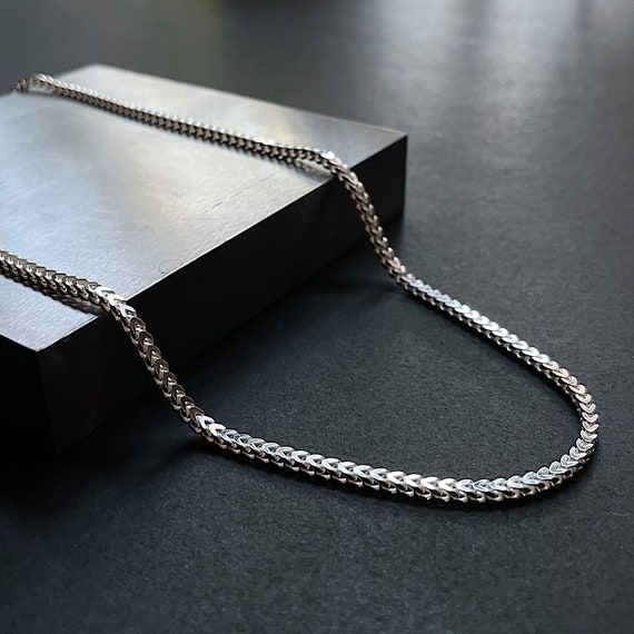 Sterling Silver Franco Chain: Mens 2.5mm Necklace Hypoallergenic