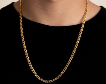 18K Gold Plated Curb Chain - 4.5mm Mens Necklace