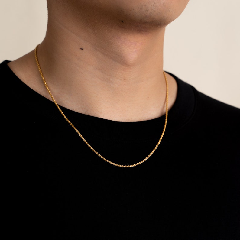18k Gold Vermeil Rope Chain 2mm Men's 