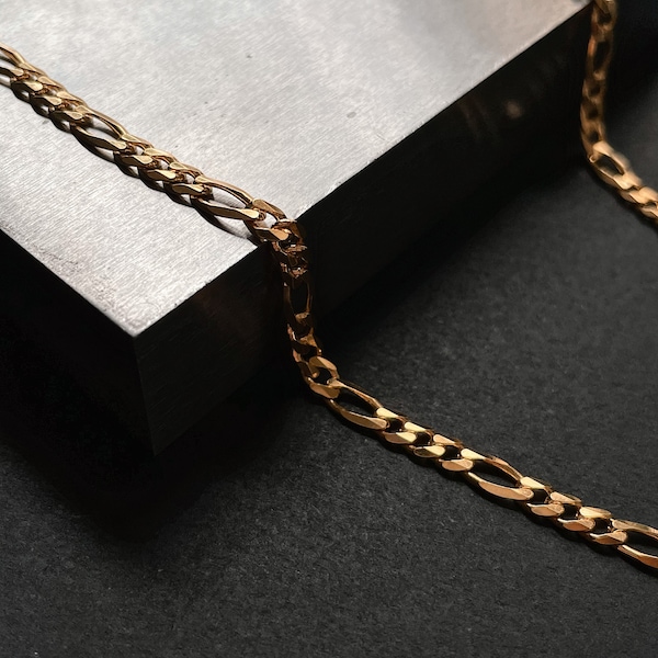 18K Gold Vermeil Figaro Chain | 3.5mm | Figaro Necklace | Sterling Silver Chain | Gold Plated Chain | Gold Men's Jewelry | Figaro Link