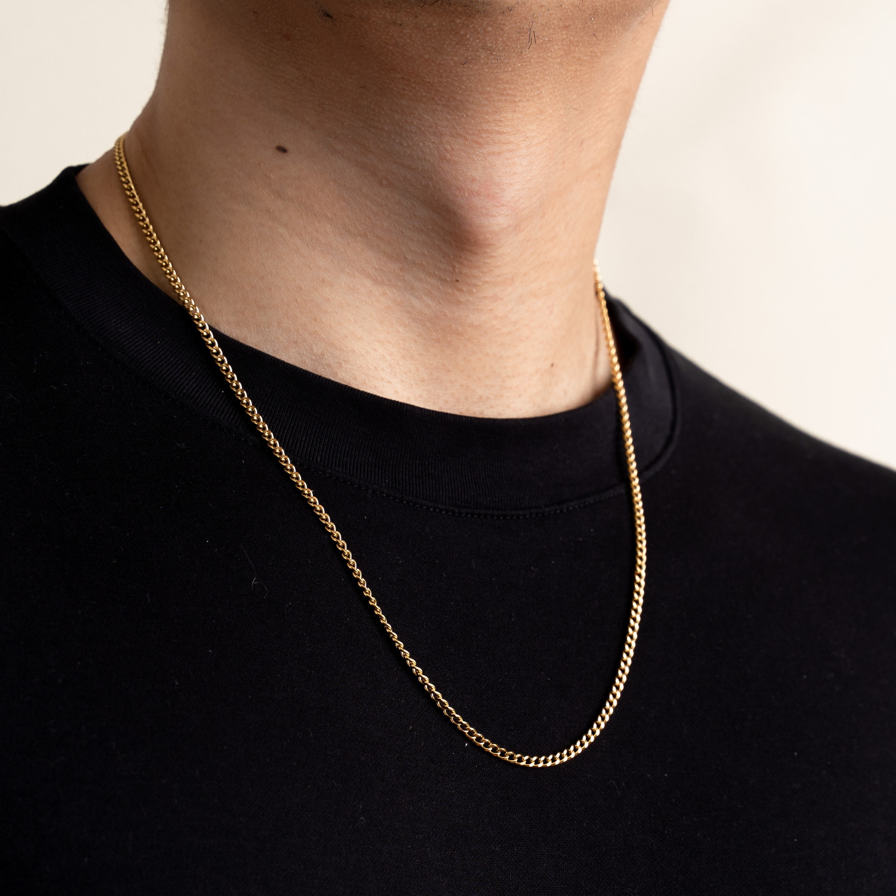Gold Vermeil Groove Curb Chain Necklace 48cm/19