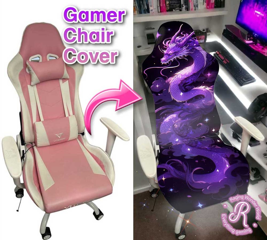 Purple Dragon Starry Night Japanese Anime Gamer Chair Cover