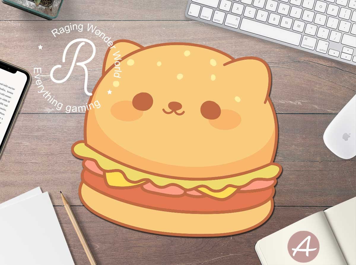 Kawaii burger Shaped Mousepad cute Cat mouse pad, Cute anime aesthetic, Pizza kitty Animal mousemat in custom shapes, personalized gift