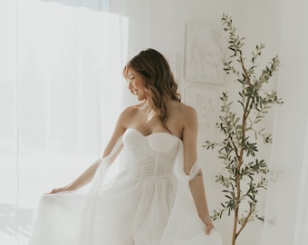 Vestido de tule | Vestido de noiva | Vestido branco | Vestido ombro a ombro