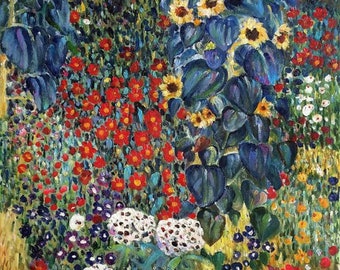 Decoupage Rice or Tissue Paper, Art Nouveau, Gustav Klimt, European Art, Flower Patch, Garden, Contemporary Art