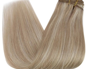 Dark Blonde + Light Blonde Highlights Clip-In Hair Extensions  (18/613)