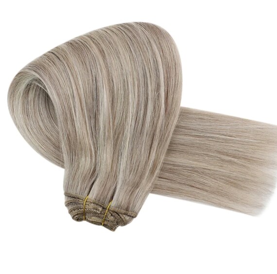Light Ashy Blonde + Platinum Blonde Clip-in Hair Extensions  display picture 2