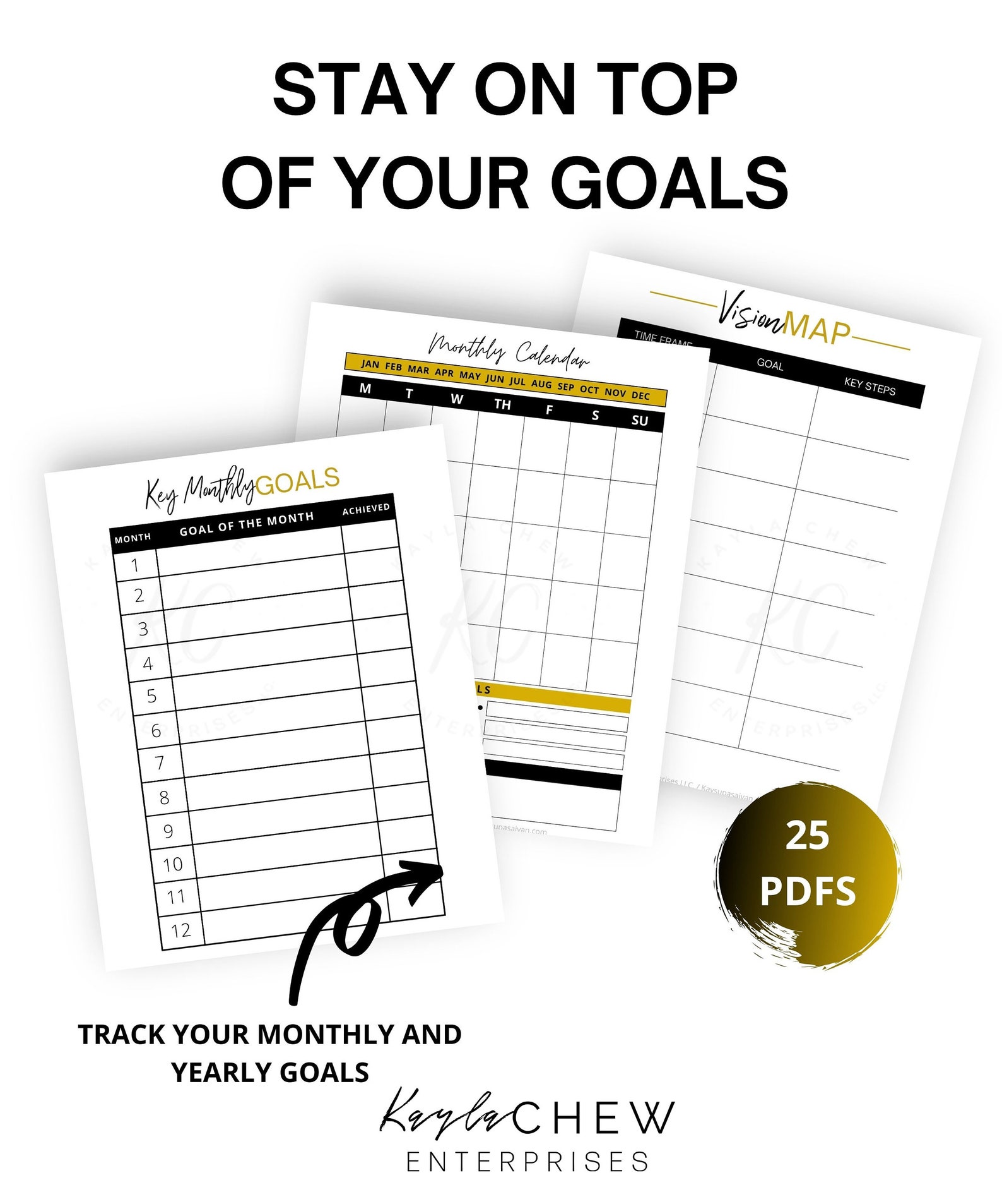 Printable Goal Planners Goal Crusher Planner Vision Map Etsy