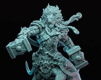 Leoren, Lord of the Lionhorde by Witchsong Miniatures | Huge Miniature for DnD, Tabletop Games, Painting and Display, Great DM Gift