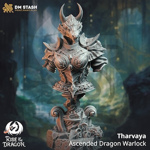 Ascended Dragon Warlock - Tharvaya - Bust Version | DM Stash | Dungeons and Dragons | Miniature Painting | 120mm Bust | Rise of the Dragon