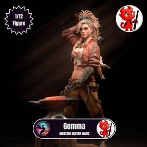 Gemma - Hochwertiges Fanart-Modell zum Malen und Display | 1/12 Figur |  Fanart von h3llcreator | Monsterjäger-Wildnis | Harz-Figur