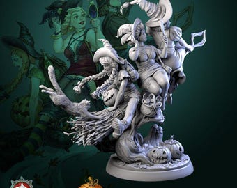The Nightshade Sisters | High quality 75mm miniature for painting, collecting and display | 3d Printed Models | White Werewolf Tavern