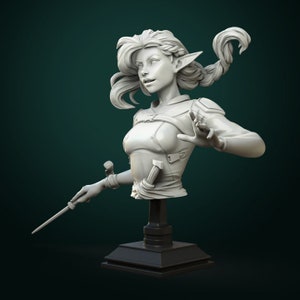 Vaelia Arra the Sorcerer- Bust | High quality bust for miniature painting, collecting and display | 3d Printed Bust | White Werewolf Tavern