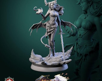 Darkheart Dame Miniature | High quality 75mm fantasy miniature | 3d Printed Models | White Werewolf Tavern