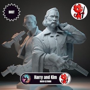Disco Elysium - Harry and Kim - High quality bust for miniature painting | Fanart by h3llcreator | 3d printed model