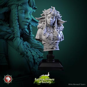 Shael Silverheart - Bust | High quality bust for miniature painting, and display | 3d Printed Bust | White Werewolf Tavern