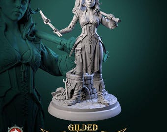 Myra Forgeheart Miniature | High quality 75mm fantasy miniature | 3d Printed Models | White Werewolf Tavern