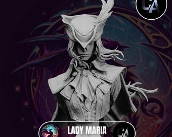 Lady Maria - Bloodborne - 1/9 Bust | High quality bust for miniature painting | 1/9 Bust | Fanart | CA3D Studios | Resin Miniature