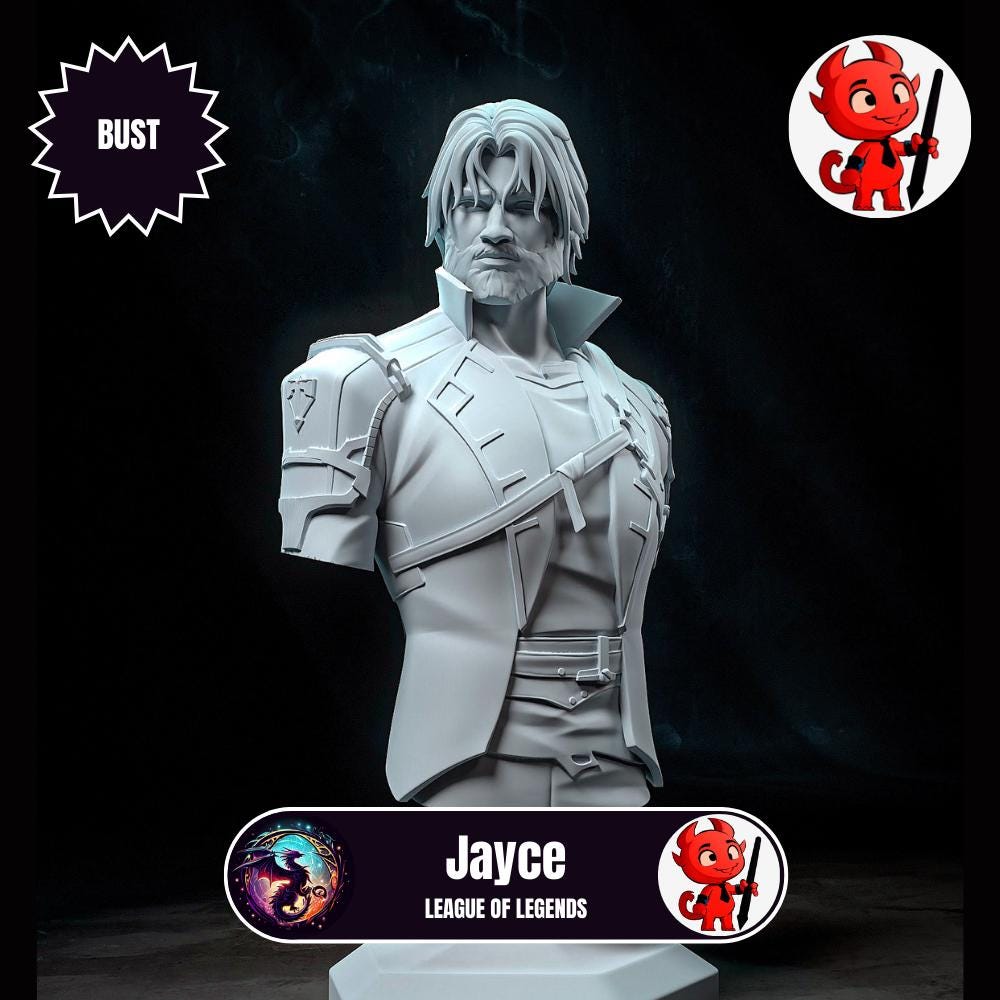 Jayce - Hoogwaardige buste voor miniatuurschilderij | Fanart van h3llcreator | Harsmodel: