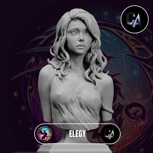 Elegy - 1/9 Bust | High quality fantasy bust for miniature painting | 1/9 Bust | CA3D Studios | Resin Miniature