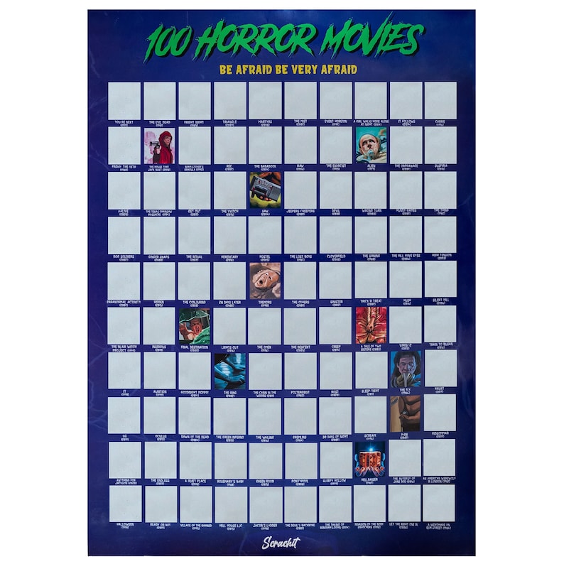 100 Horror Movie Scratch off Poster Horror Movie Gifts Etsy