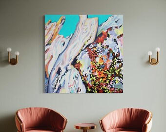 Coastal Wall Art | Pink Wall Decor | Hand Painted Canvas Art Print | Nautical Wall Art | Beach Cabin Decor | Lake House Decor